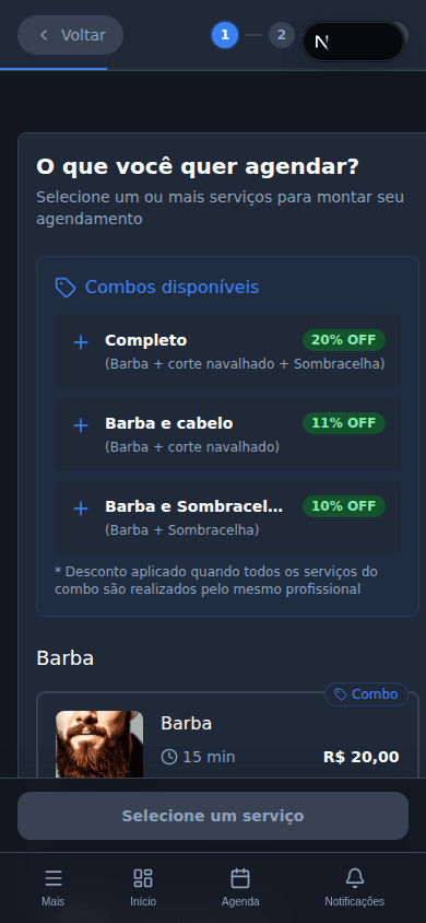 Agendamento da Barbearia Demo no celular
